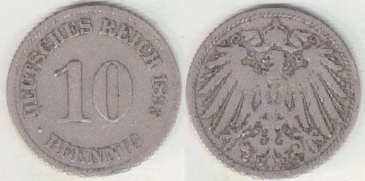 1893 A Germany 10 Pfennig A008253